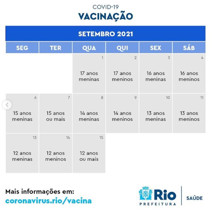 Setembro: adolescentes entre 17 e 12 anos