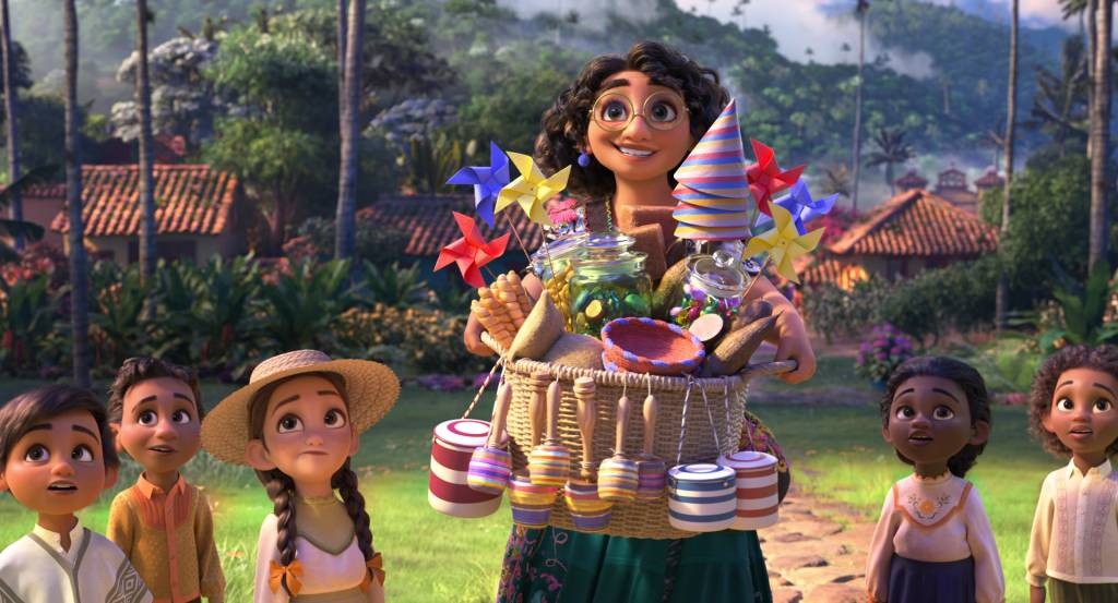 Imagem do filme Encanto traz os personagens Mirabel e seus primos crianças