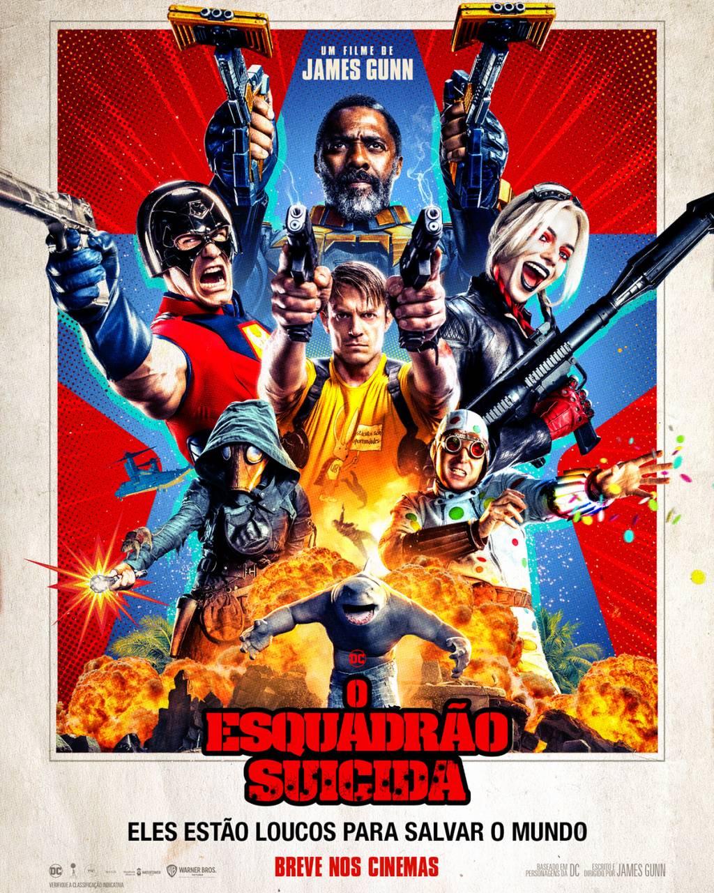 Capa do filme O Esquadrão Suicida 2 mostra os vilões portando armas