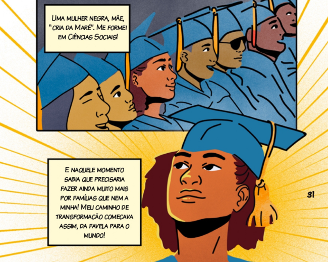 marielle2 Imagem mostra trecho de HQ sobre Marielle Franco em sua formatura da faculdade