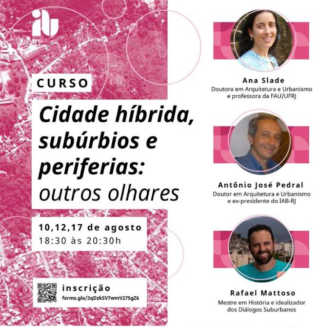 Cartaz do curso “Cidade Híbrida, subúrbios e periferias: outros olhares” oferecido pelo IAB-RJ