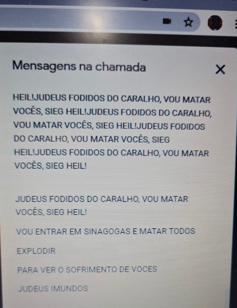 mensagens de ódio de hackers aos judeus