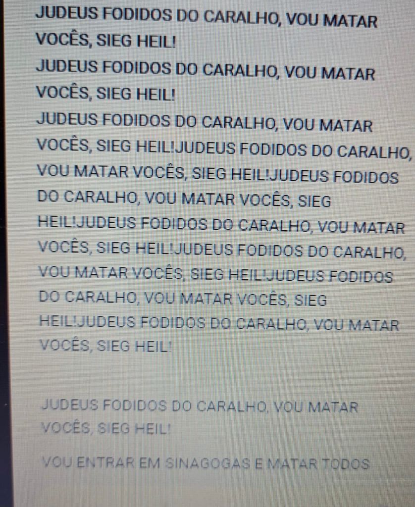 print de ofensas de hackers a judeus