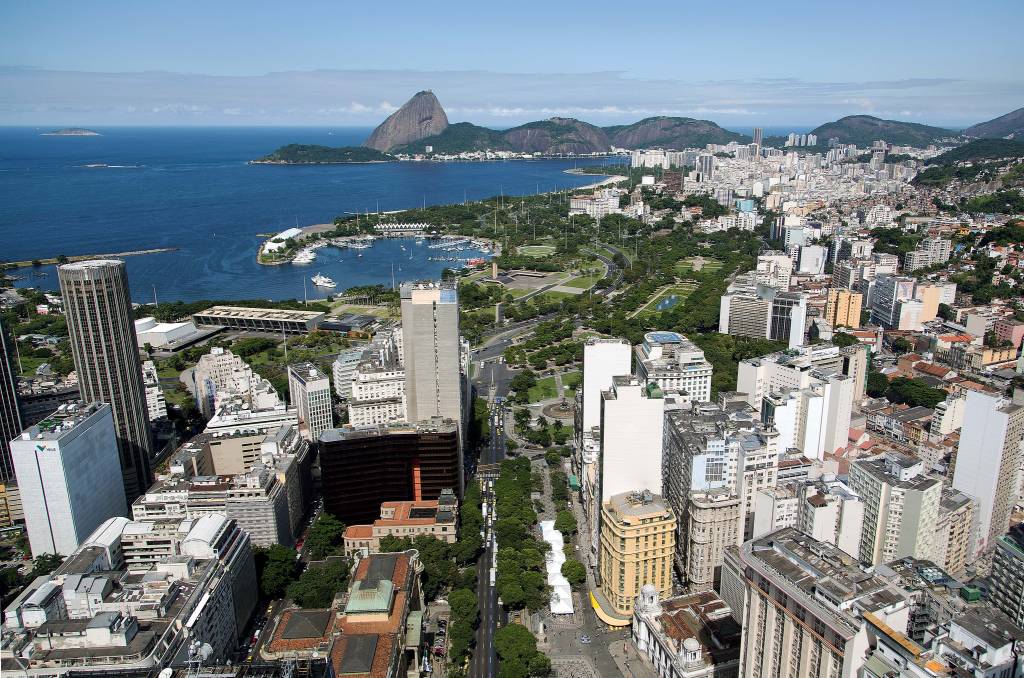 Foto mostra visão aérea do Centro do Rio
