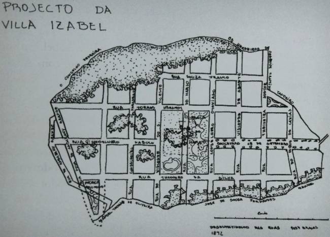 Projeto do mapa de Vila Isabel em 1872