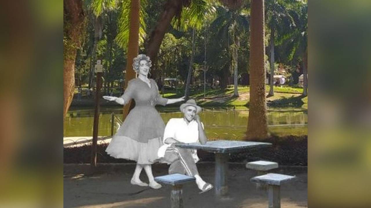 Foto mostra protótipos das esculturas do ator Paulo Gustavo e da personagem Dona Hermínia