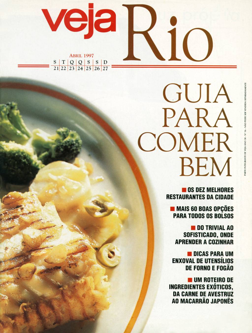 Capa da revista Veja Rio Especial Guia Para Comer Bem, edição 1492, de 23 de abril de 1997