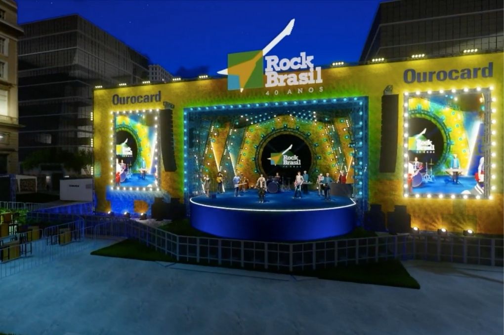 Uma projeção do palco do Rock Brasil 40 anos na Praça da Pira
