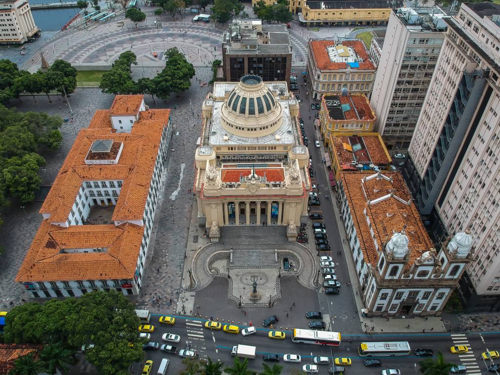 Vista aérea da antiga sede da Assembleia Legislativa do Rio, o Palácio Tiradentes