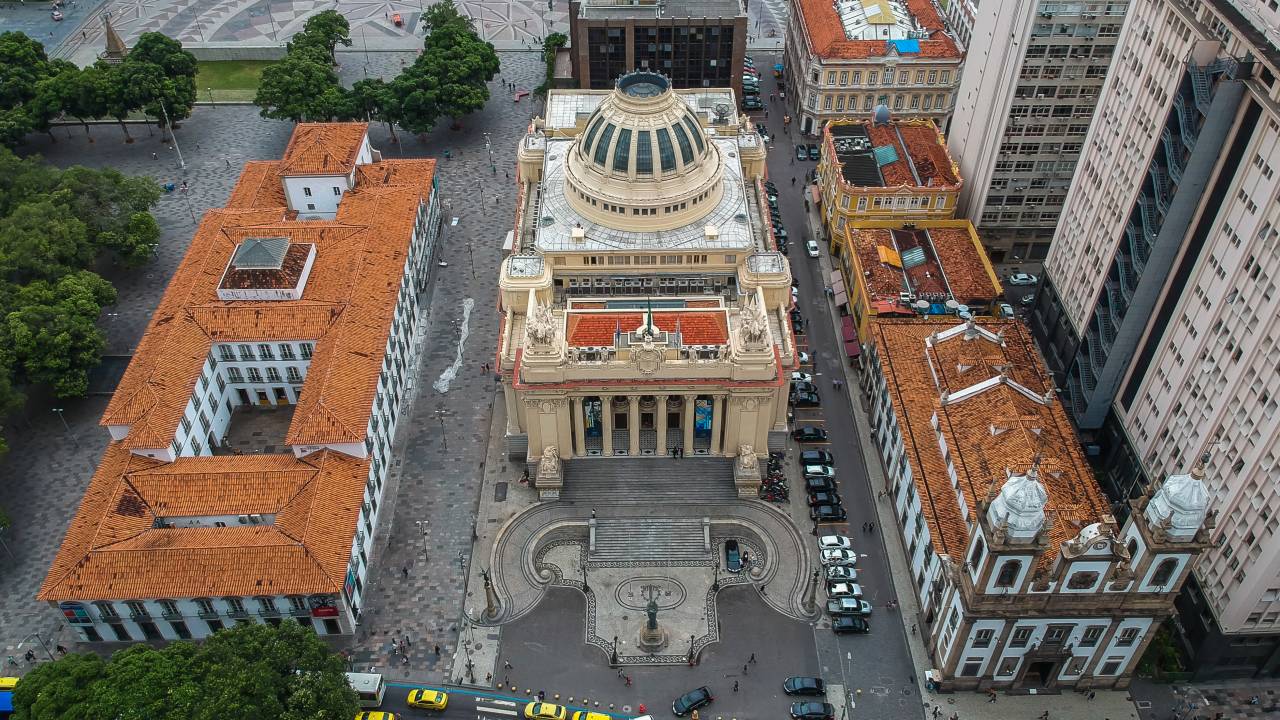 Vista aérea da antiga sede da Assembleia Legislativa do Rio, o Palácio Tiradentes