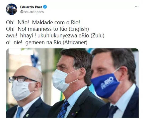 twitter do prefeito Eduardo Paes
