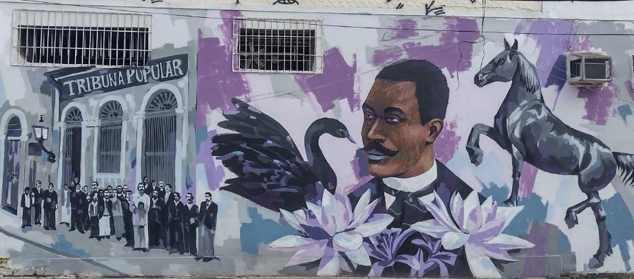 Painel em homenagem ao poeta Cruz e Souza feito pelo Negro Muro