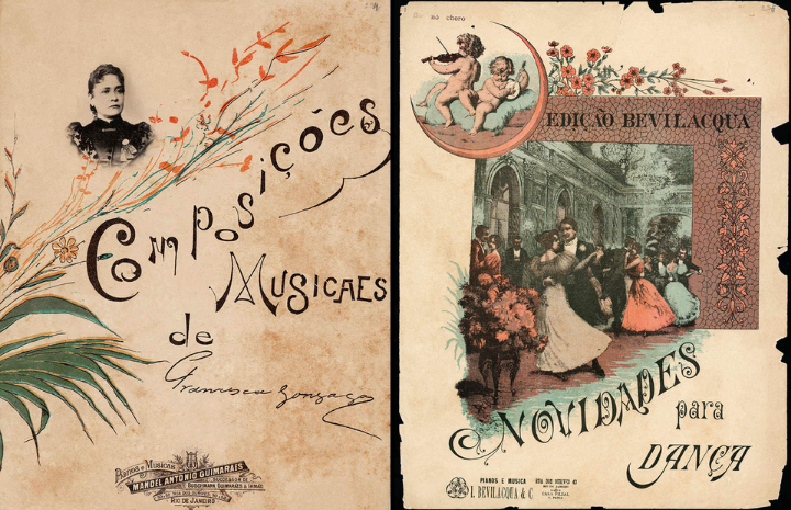 Capas de publicações reunindo partituras de Chiquinha Gonzaga