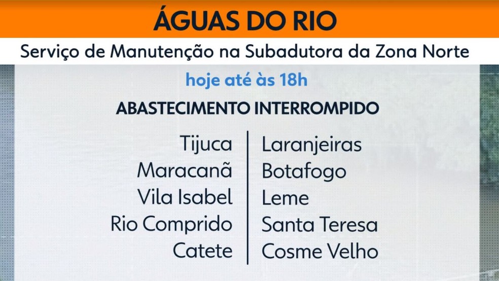 tabela de bairros afetados por reparo em adutora