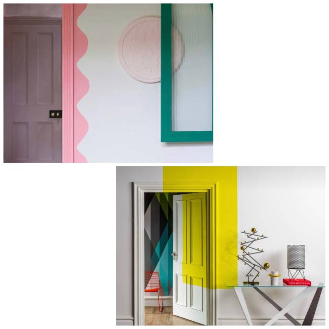 As duas imagens mostram portas coloridas.