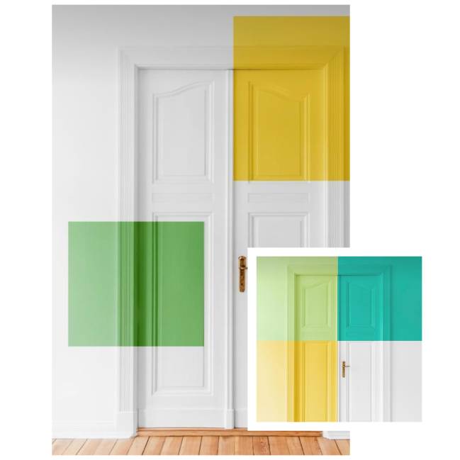 Portas coloridas As duas imagens mostram portas coloridas.