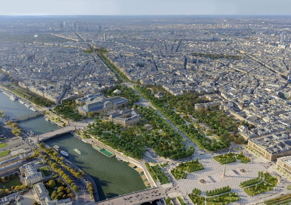 Paris-Jardim-Linear-2 Ilustração do futuro projeto de jardim urbano linear em Paris.
