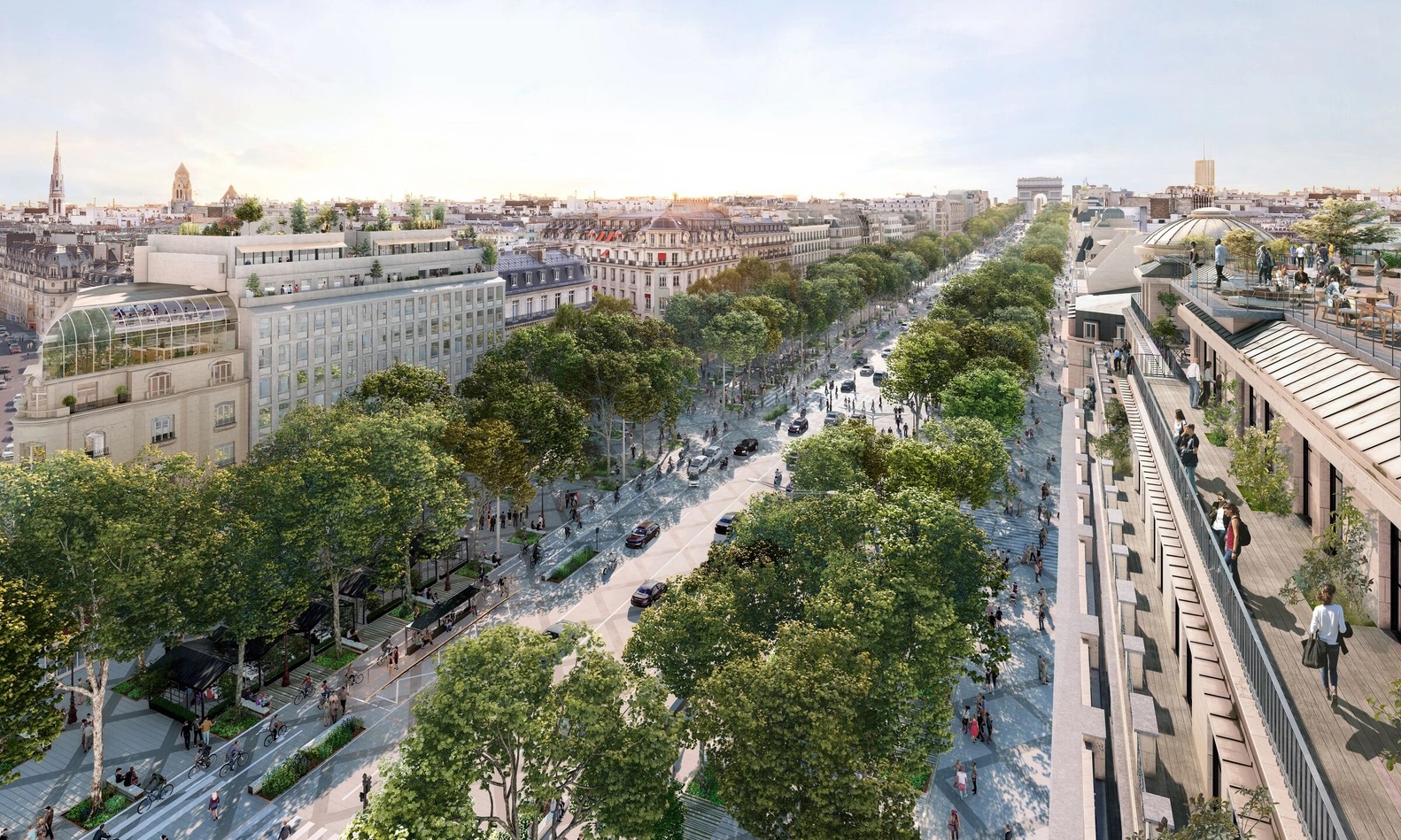 Ilustração do futuro projeto de jardim urbano linear em Paris