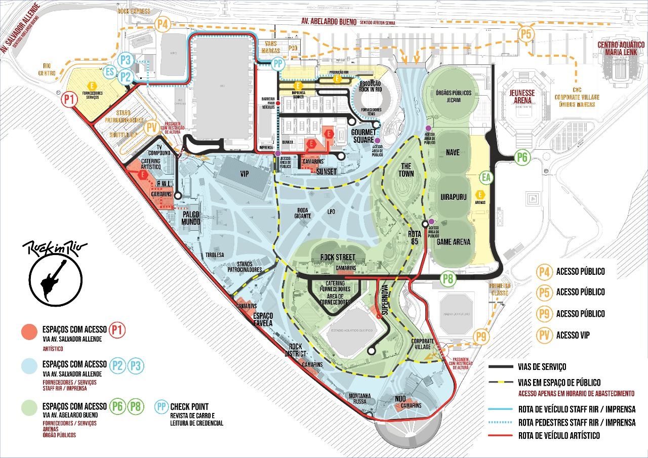 Salva aí o mapa com a localização de todas as atrações do Rock in Rio