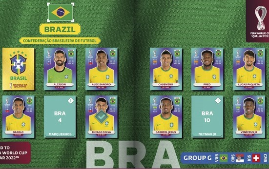 Página do Brasil em álbum da Copa 2022