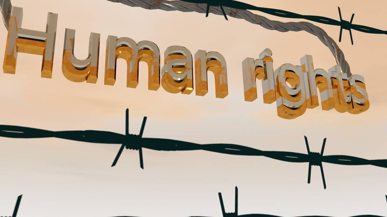 Cartaz com dizeres "Human Rights"