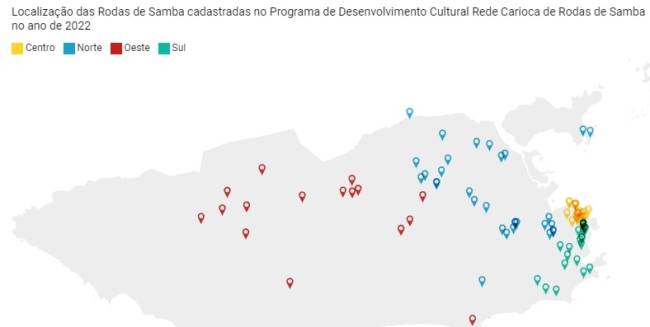 grafico-1-2 Mapa das rodas espalhadas pela cidade, com uma cor para cada região