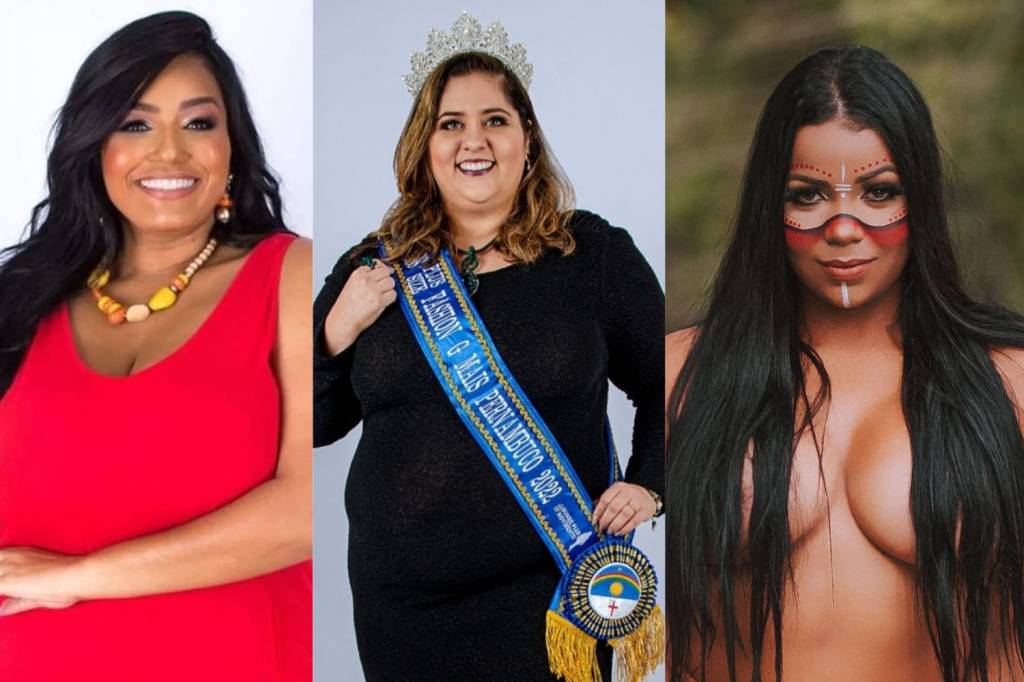 Foto mostra três candidatas do concurso Miss Plus Size Nacional