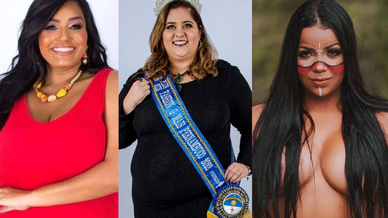 Foto mostra três candidatas do concurso Miss Plus Size Nacional