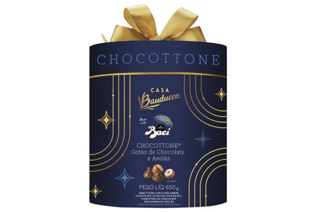 Novidade da Casa Bauducco: chocotone em parceria com a italiana Baci (R$ 119,90) -