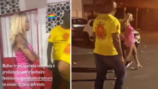 Foto mostra vídeo em que mulher é expulsa de quadra da Viradouro