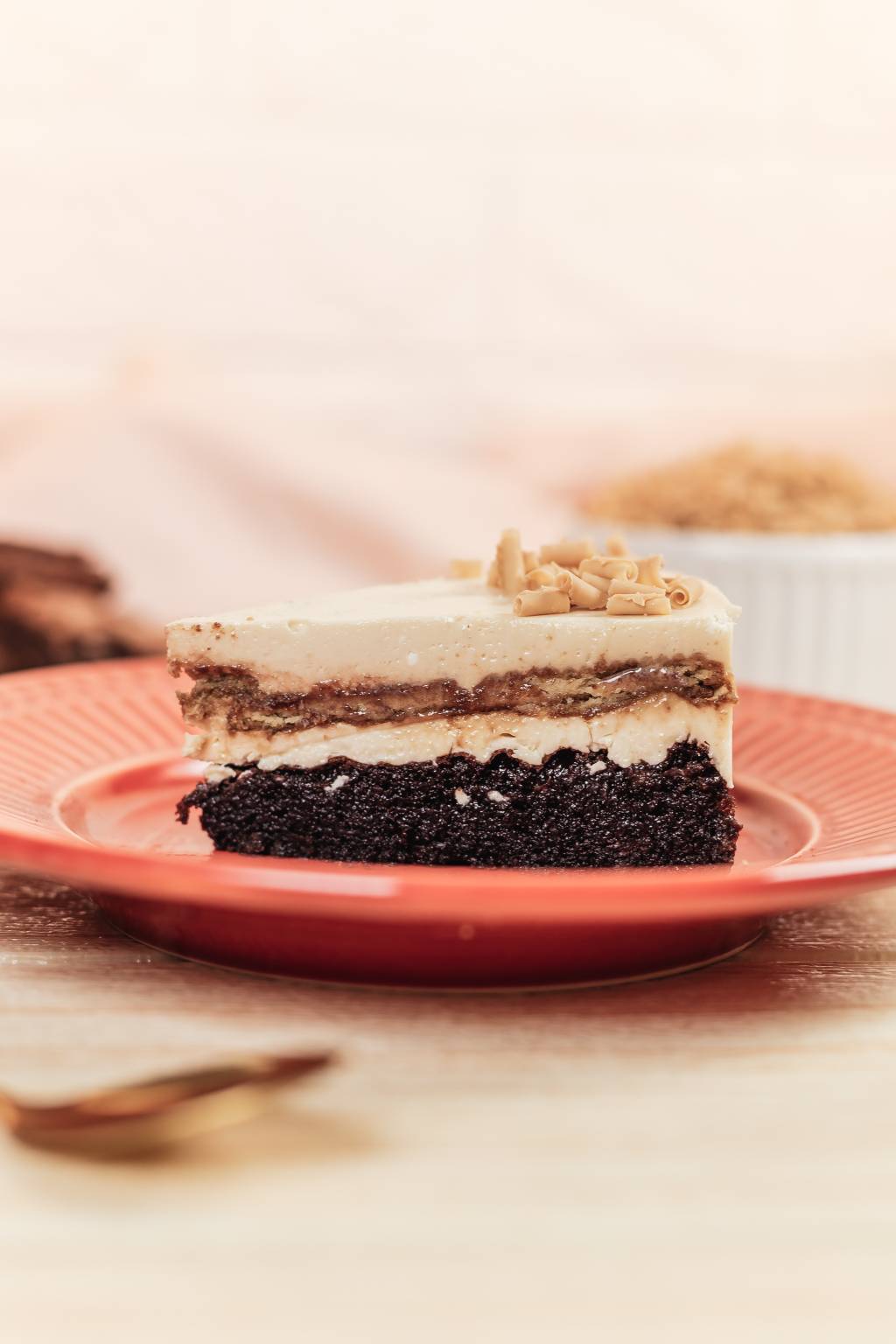 Caramele: Brownie, cream cheese e biscoito banhado em café na torta