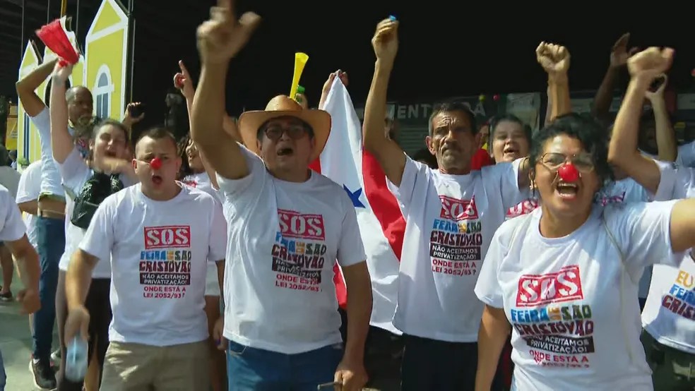 Manifestação dos feirantes contra a privatização da Feira de São Cristóvão