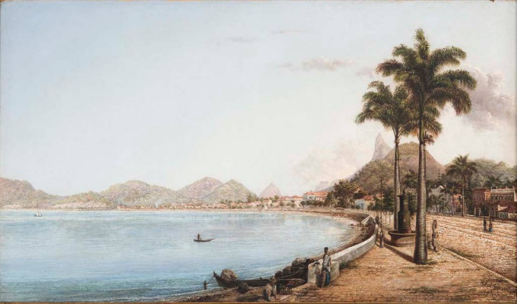 Pintura retrata a Baía de Botafogo no século XIX