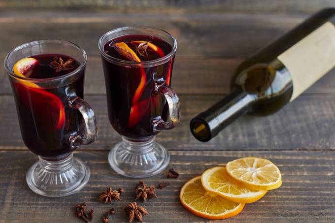 Glasses of mulled wine for Christmas