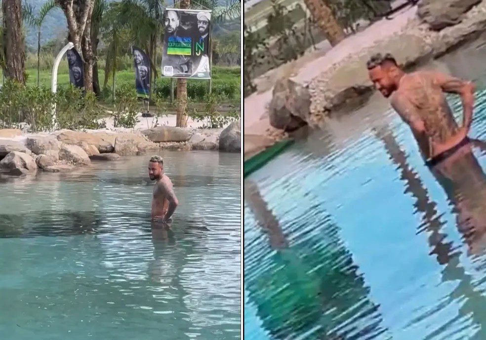 Neymar no lago em Mangaratiba Reprodução