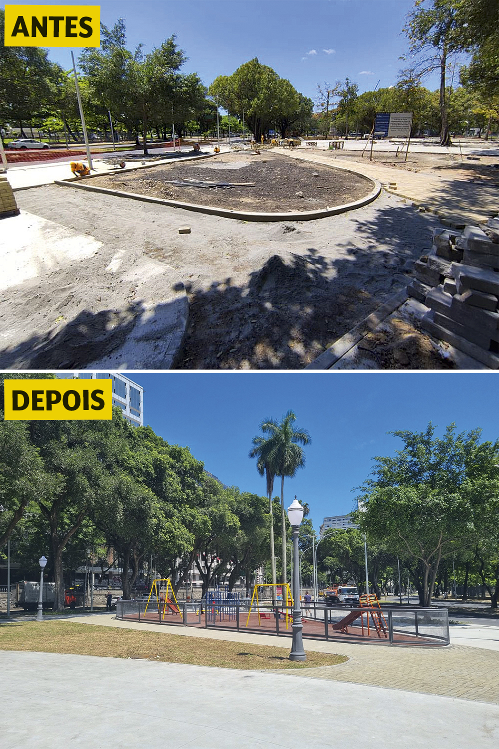 A nova Praça Edson Cortes: o local ganhou academia, brinquedos e reforço na iluminação depois da reforma