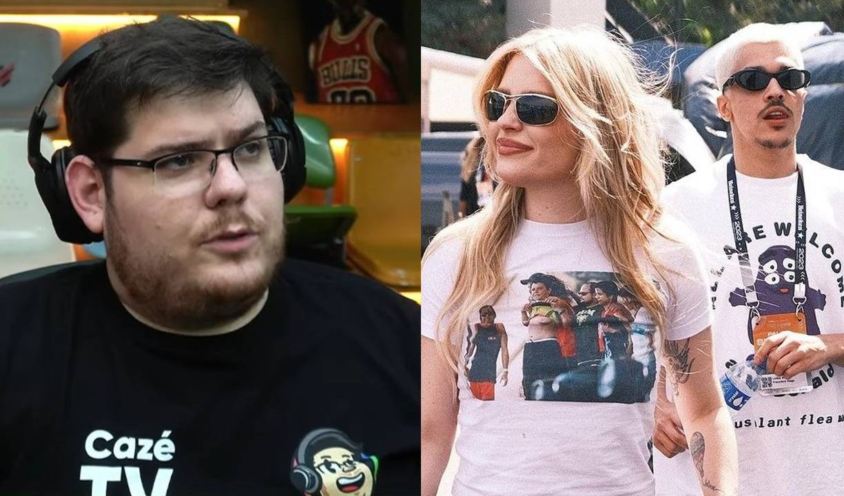 Foto mostra streamer Casimiro ao lado de foto do ex-casal Luísa Sonza e Chico Moedas