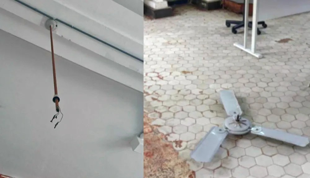 Alunos da UFRJ relatam desabamento de teto e até de ventilador em prédio