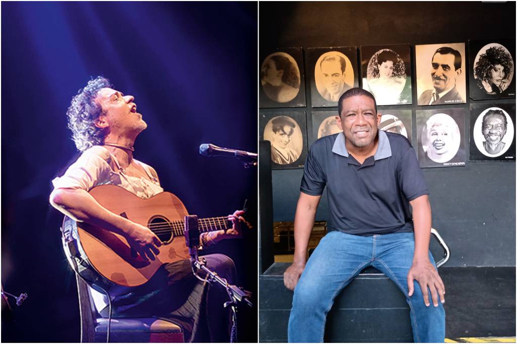 Do palco aos bastidores: o cantor Paulinho Moska e o chefe de serviços Luís Cláudio (à dir.)