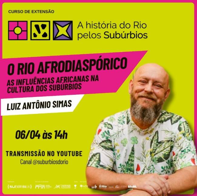 Cartaz da aula dom professor Luiz Antonio Simas