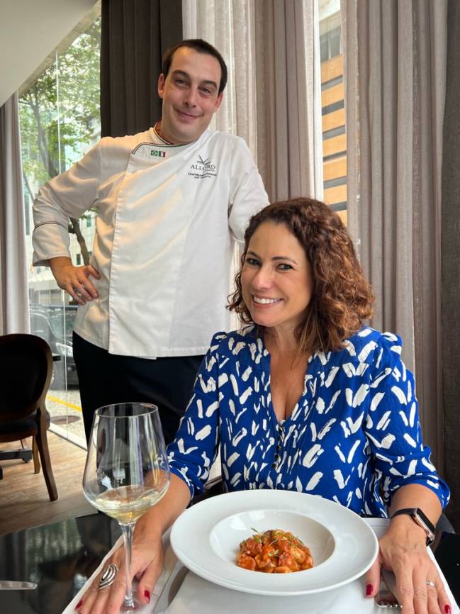 Renata Araújo e chef Michele Petenzi