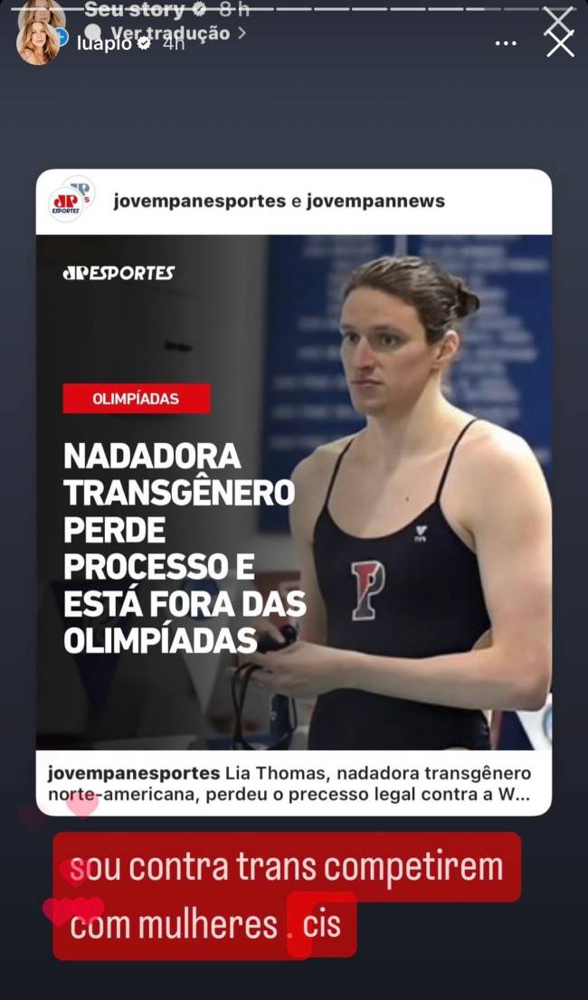 Luana Piovani fala sobre atletas trans