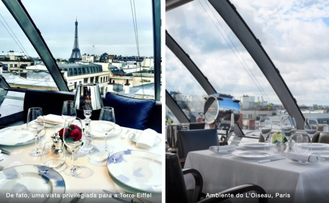 Restaurante com vista para Torre Eiffel