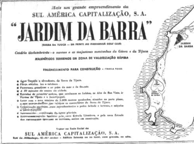 Anúncio sobre o empreendimento Jardim da Barra, 1951