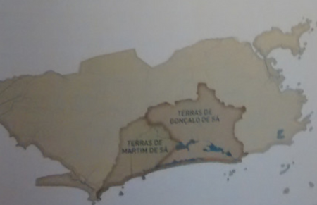 Mapa indicando a divisão da Barra da Tijuca no início do período colonial