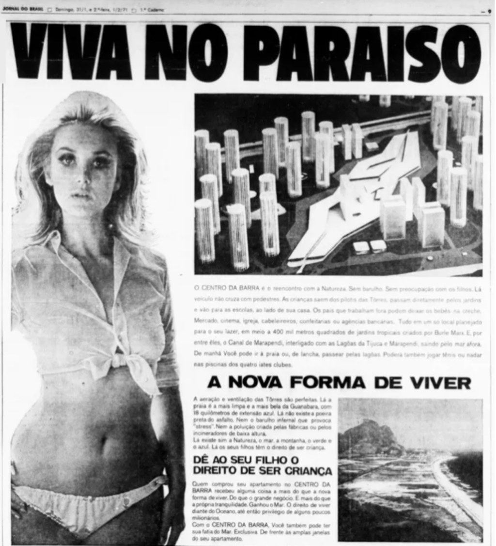 Anúncio publicitário do lançamento da Torre Ernest Hemingway - fevereiro de 1971