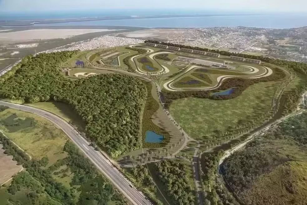 Perspectiva inicial do autódromo em Guaratiba: 150 000 lugares
