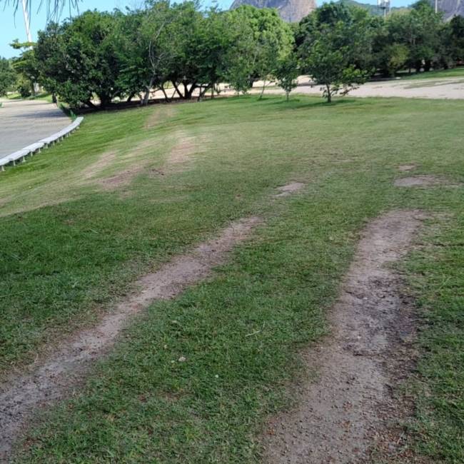 As marcas de pneu deixadas no Parque do Flamengo