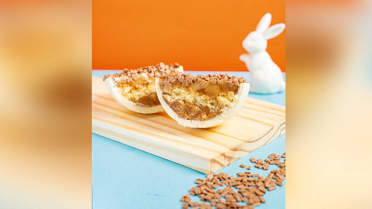 Doces queridos: na confeitaria Beju e Magi, sabores clássicos viraram recheio de ovos, como o de bem-casado (R$ 135,00, 300 gramas), que mistura bolo branco e doce de leite feito na panela de pressão