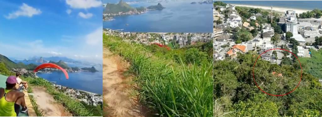 Dupla cai de parapente e fica meia hora presa em árvores